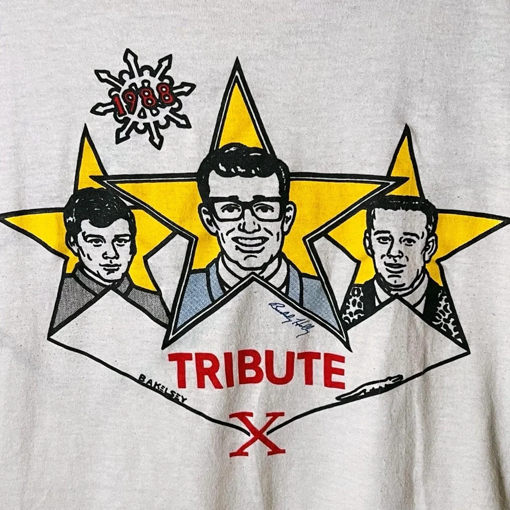 1980s RARE Buddy Holly Tribute Ringer Tee - Picture 2 of 5